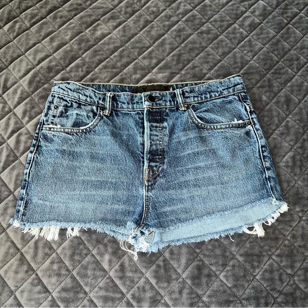 Alexander Wang Women Blue Jean Cut Off Shorts Size 27 Button Fly High Rise A2